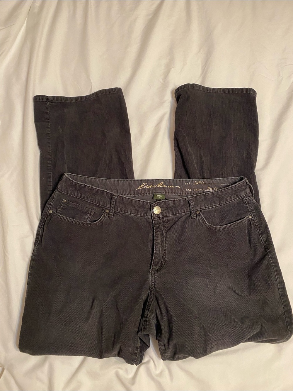Eddie Bauer Women's Black Straight-Leg Corduroy Jeans